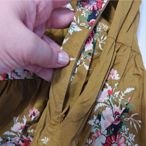 Madewell Cotton Floral Ruffle Sleeve Wrap Top - Brown size 4 - Picture 7 of 7